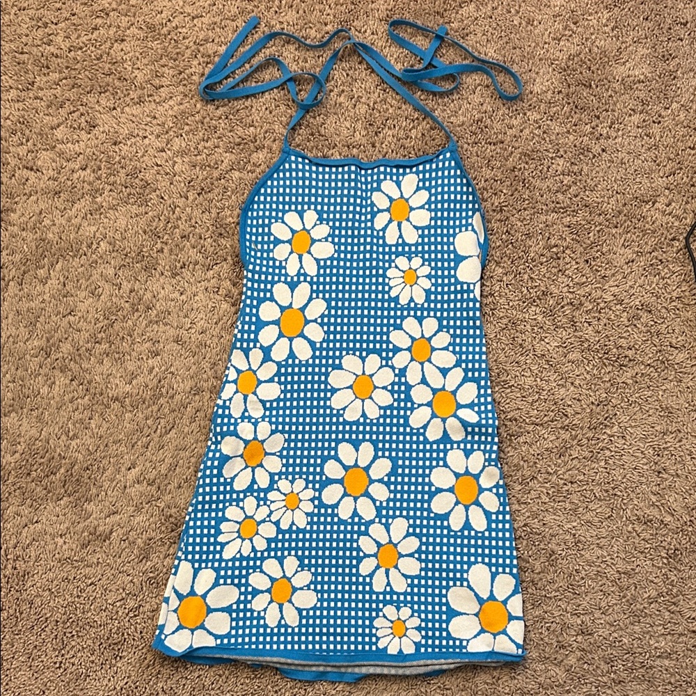 Zara Blue Daisy Knit Dress
